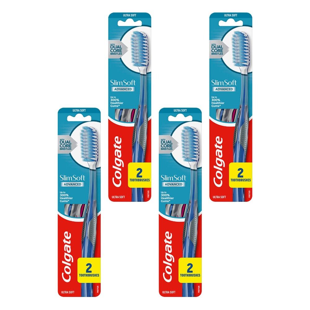 Colgate Slim Soft Advanced Ultra Soft Toothbrush 2 Pack Bundle of 4
