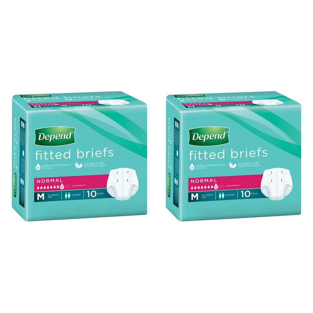Depend Fitted Briefs Medium 10 Pack x 4 Bundle of 2