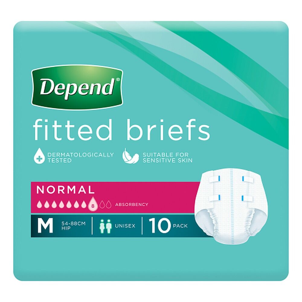 Depend Fitted Briefs Medium 10 Pack x 4