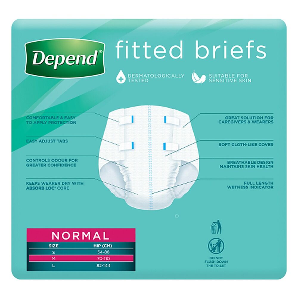 Depend Fitted Briefs Medium 10 Pack x 4