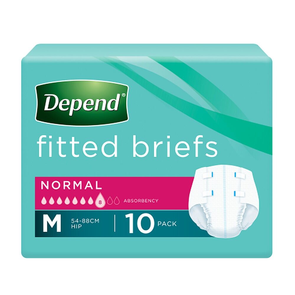 Depend Fitted Briefs Medium 10 Pack x 4