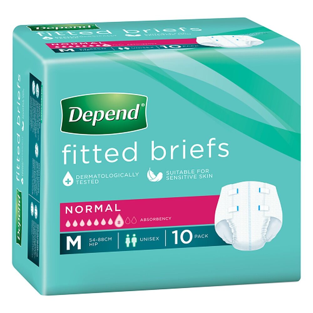 Depend Fitted Briefs Medium 10 Pack x 4