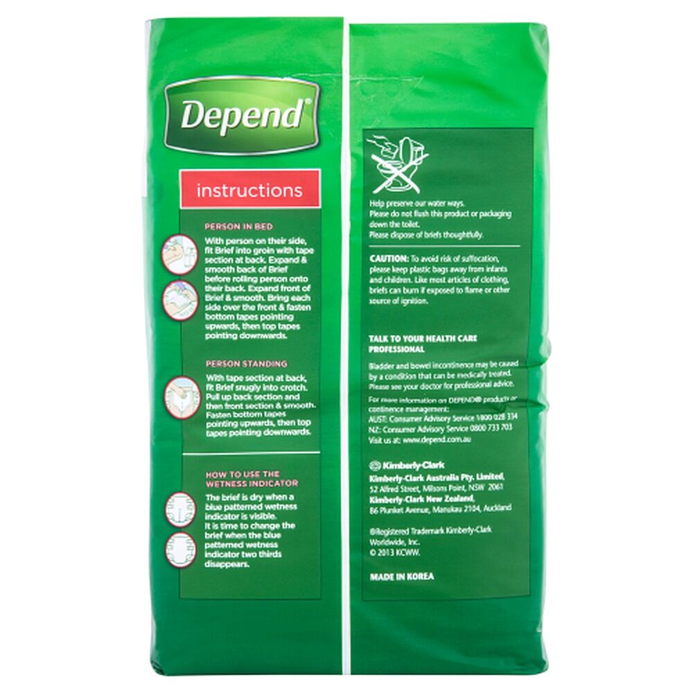 Depend Fitted Briefs Large 8 Pack x 4
