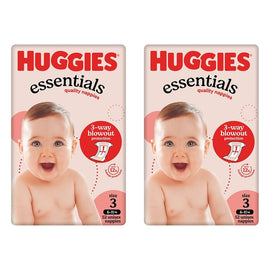 Huggies Essentials Unisex Nappies, Size 3 x 4 Bundle of 2