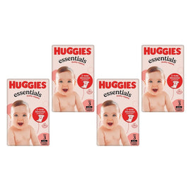 Huggies Essentials Unisex Nappies, Size 3 x 4 Bundle of 4