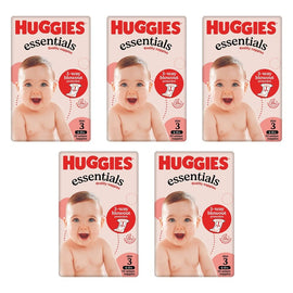 Huggies Essentials Unisex Nappies, Size 3 x 4 Bundle of 5