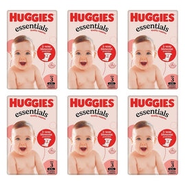Huggies Essentials Unisex Nappies, Size 3 x 4 Bundle of 6