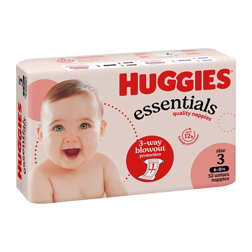 Huggies Essentials Unisex Nappies, Size 3 x 4