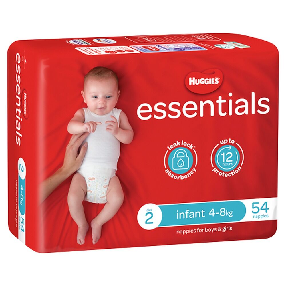 Huggies Essentials Nappies Size 2 (up to 8kg) 54 Pack x 4