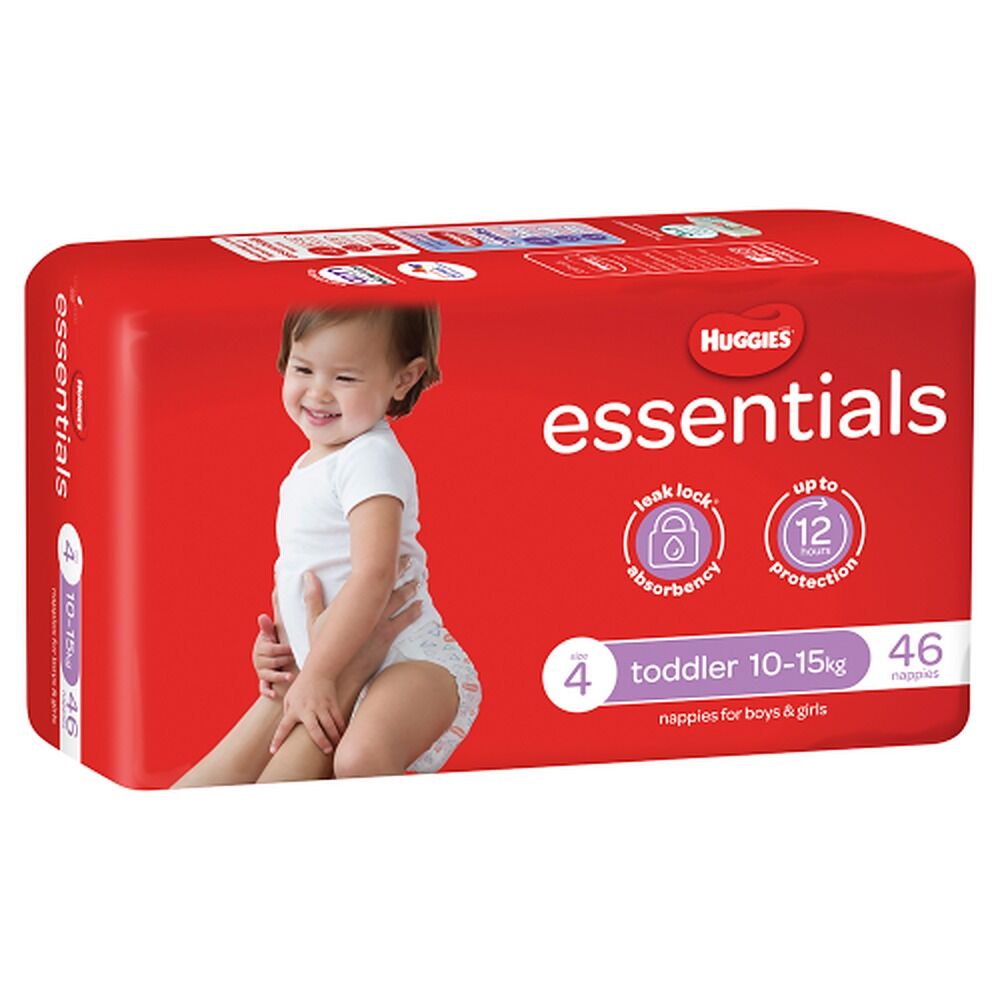 Huggies Essentials Nappies Size 4 (up to 15kg) 46 Pack