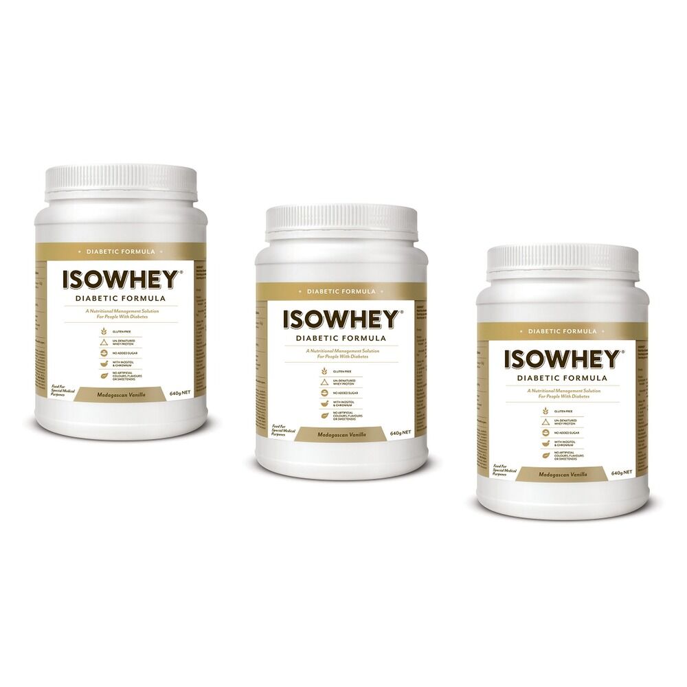 IsoWhey Diabetic Formula Vanilla Meal Replacement Shake 640g Pack of 3