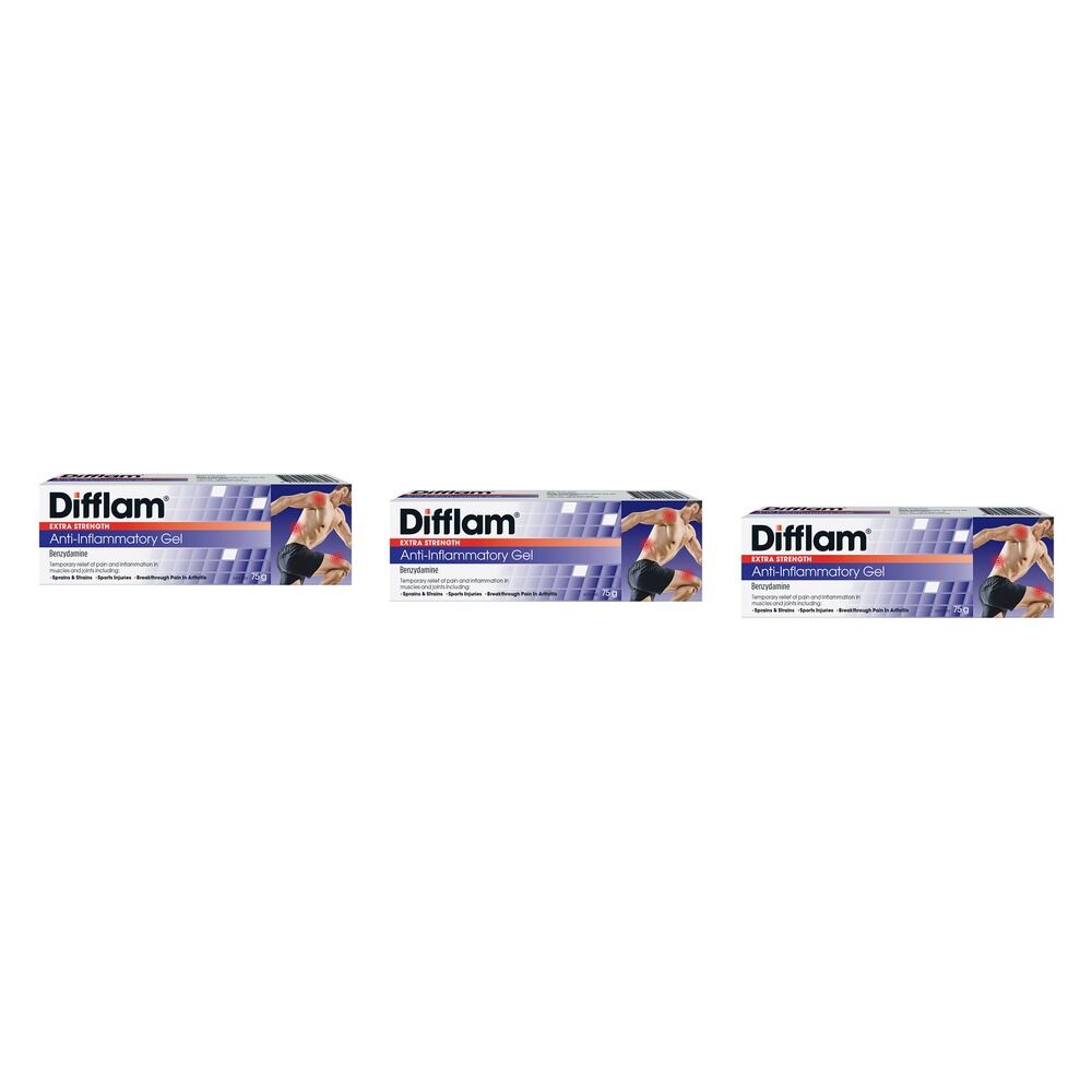 Difflam Extra Strength Anti-Inflammatory Gel, 75g Pack of 3