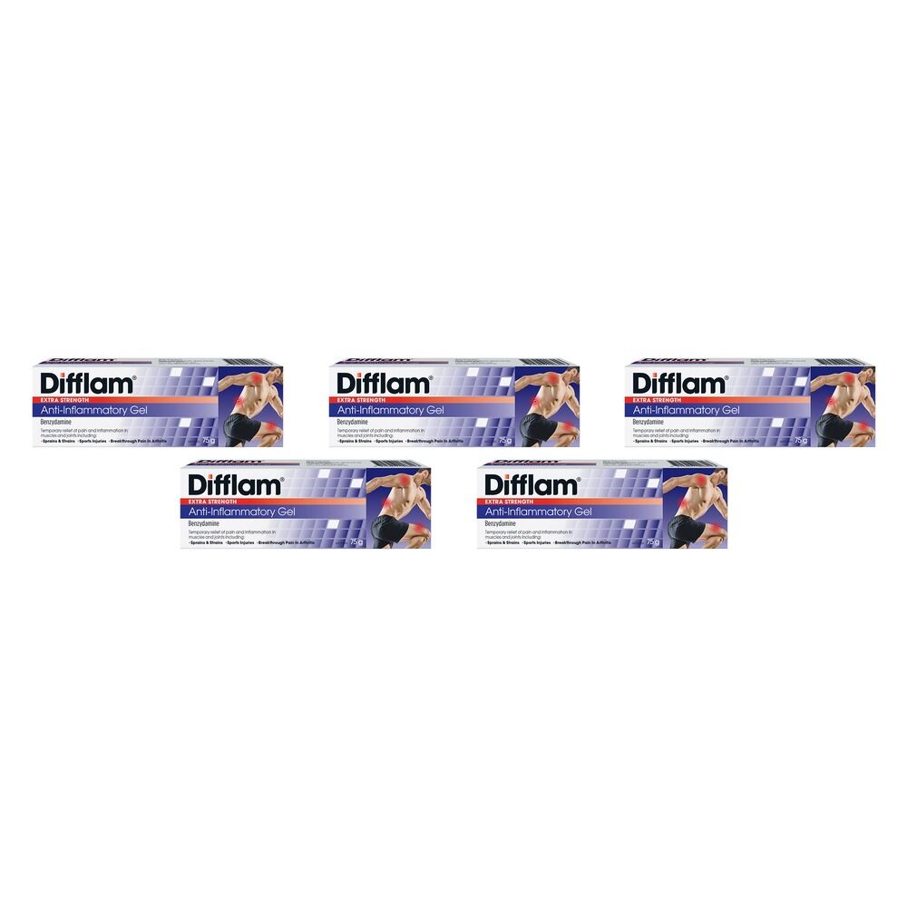 Difflam Extra Strength Anti-Inflammatory Gel, 75g Pack of 5
