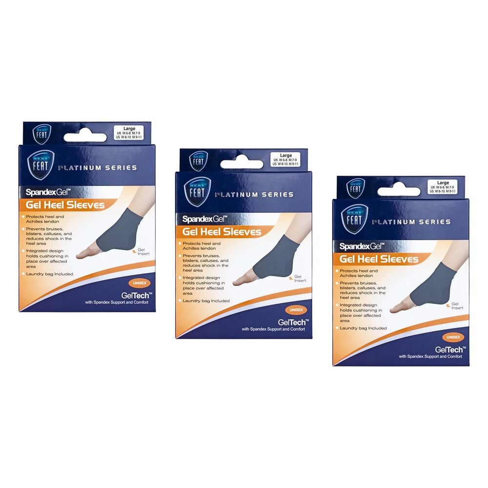 Neat Feat Spandex Gel Heel Sleeve Large Pack of 3