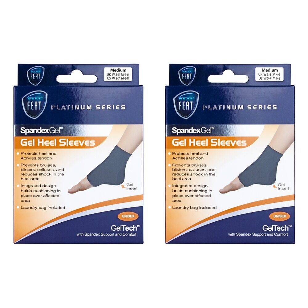 Neat Feat Spandex Gel Heel Sleeve Medium Pack of 2
