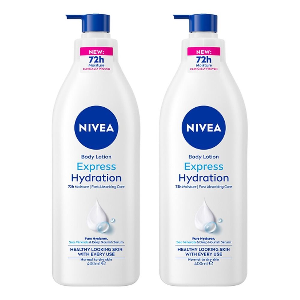 NIVEA Express Hydration Body Lotion, Long-Lasting Moisture, 400mL Pack of 2