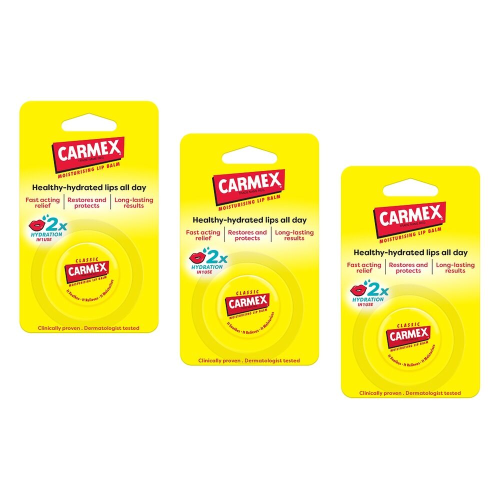 Carmex Original Jar Lip Balm 7.5g x 12 Bundle of 3
