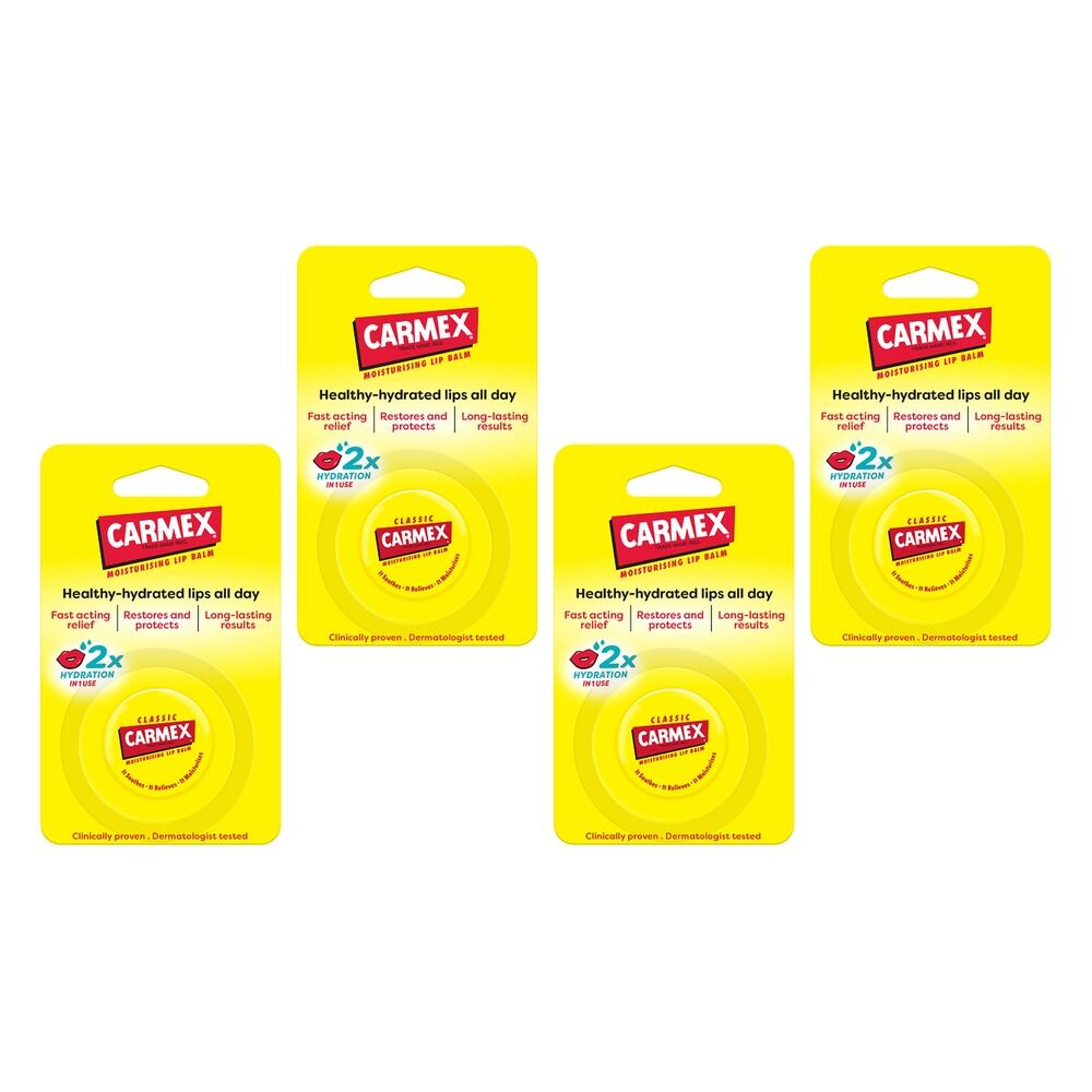 Carmex Original Jar Lip Balm 7.5g x 12 Bundle of 4
