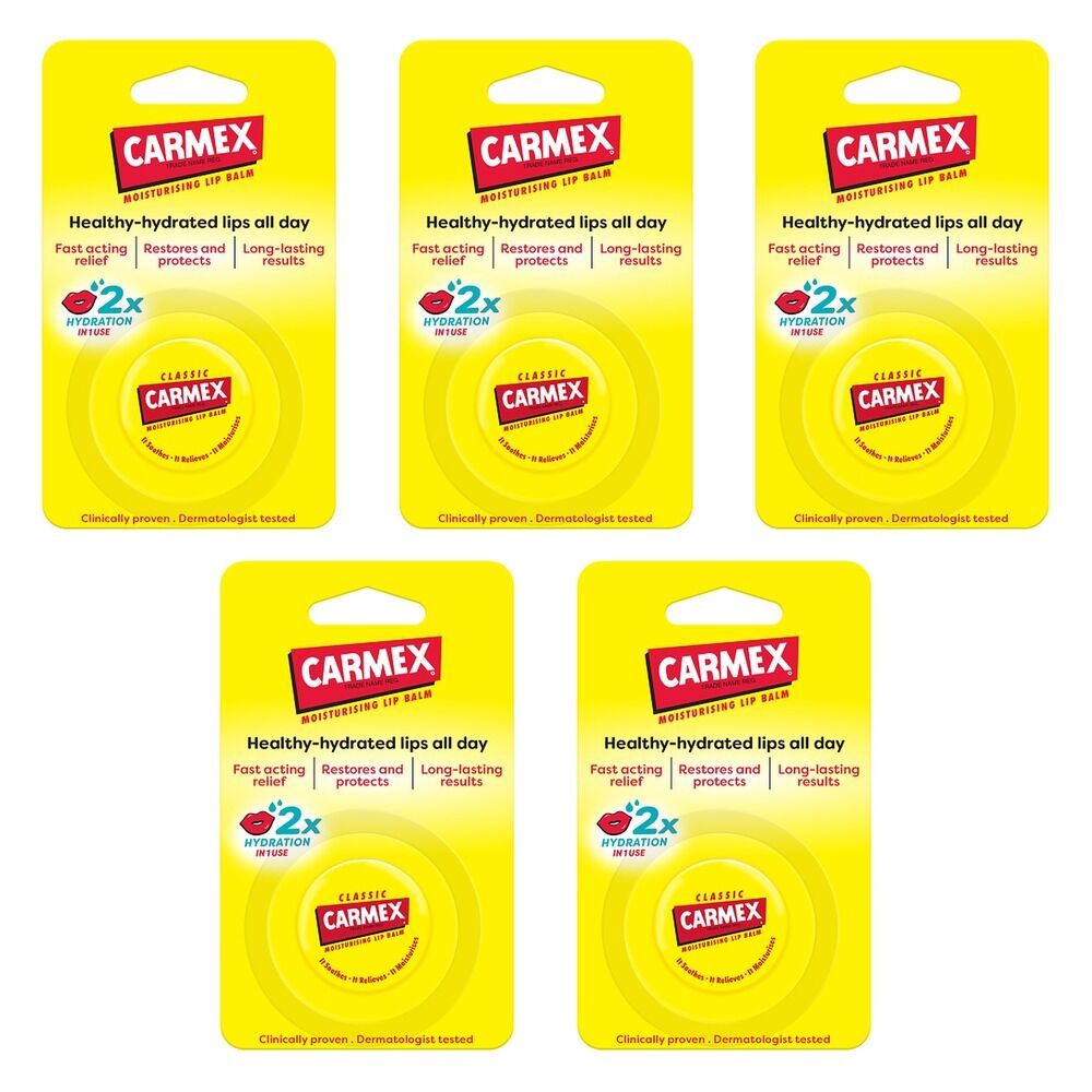 Carmex Original Jar Lip Balm 7.5g x 12 Bundle of 5