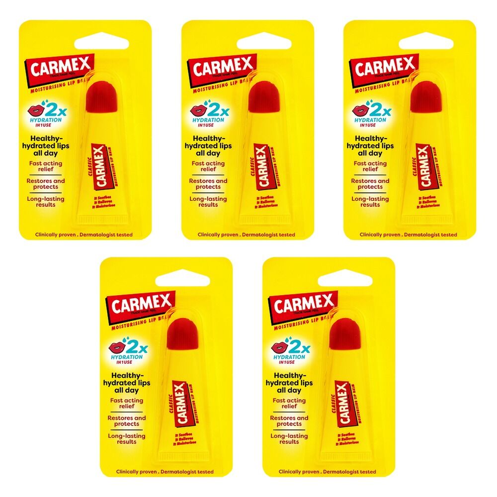 Carmex Original Squeeze Tube Lip Balm 10g x 12 Bundle of 5