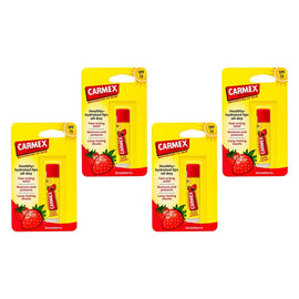 Carmex Classic Click Stick Lip Balm Strawberry SPF15 4.25g x 12 Bundle of 4