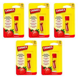 Carmex Classic Click Stick Lip Balm Strawberry SPF15 4.25g x 12 Bundle of 5