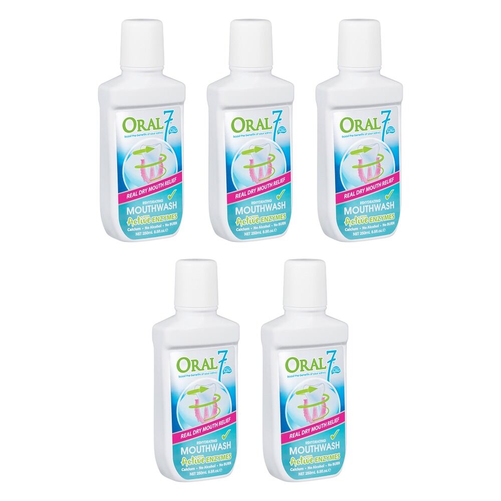Oral7 Dry Mouth Mouthwash with Active Enzymes 250mL Pack of 5