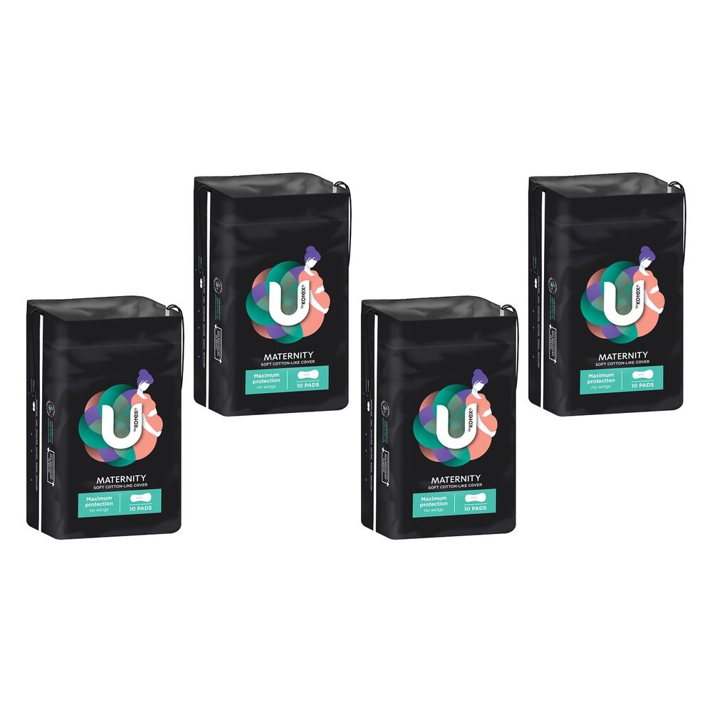 U By Kotex Maternity Maximum Protection Pads 10 Pack x 6 Bundle of 4