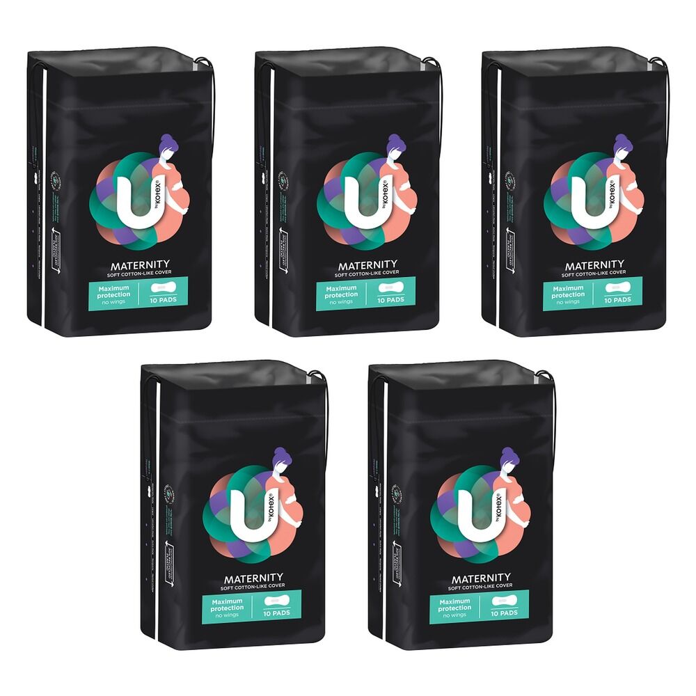 U By Kotex Maternity Maximum Protection Pads 10 Pack x 6 Bundle of 5