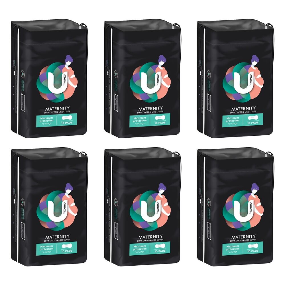 U By Kotex Maternity Maximum Protection Pads 10 Pack x 6 Bundle of 6