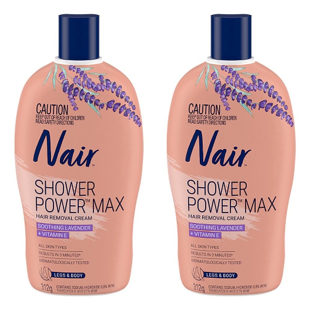 Nair Shower Power Max Hair Removal Cream for Legs & Body 312g Pack of 2
