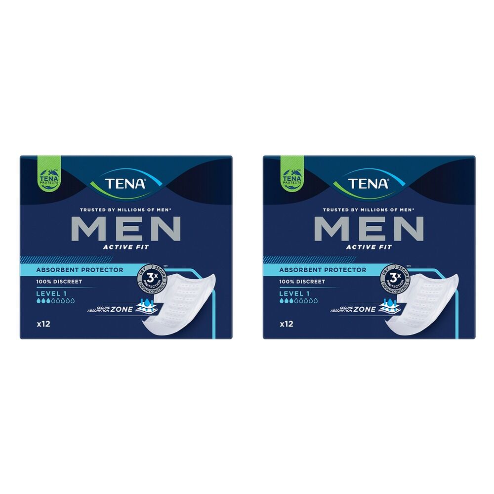Tena Men Active Fit Absorbent Protector Level 1 12 Pack x 4 Bundle of 2