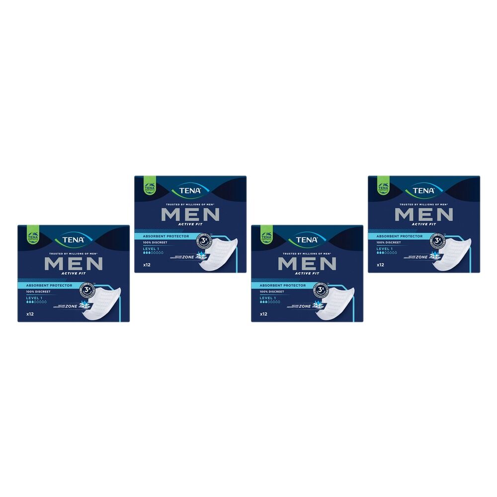 Tena Men Active Fit Absorbent Protector Level 1 12 Pack x 4 Bundle of 4