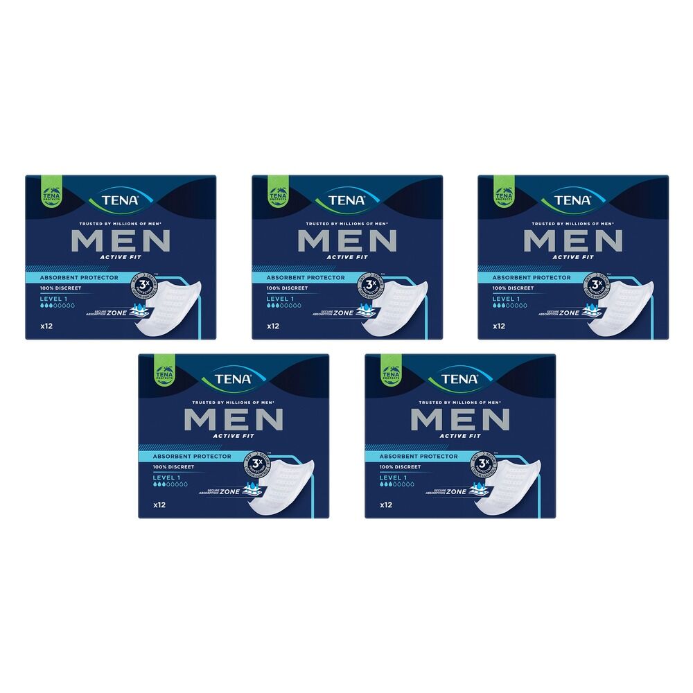 Tena Men Active Fit Absorbent Protector Level 1 12 Pack x 4 Bundle of 5