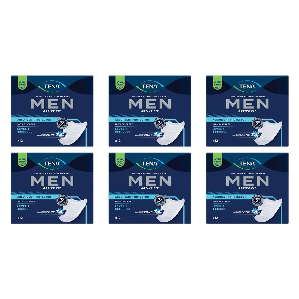 Tena Men Active Fit Absorbent Protector Level 1 12 Pack x 4 Bundle of 6