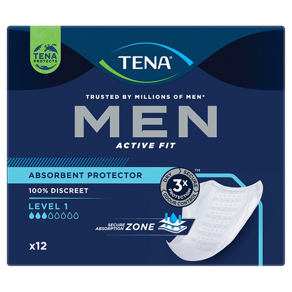 Tena Men Active Fit Absorbent Protector Level 1 12 Pack x 4