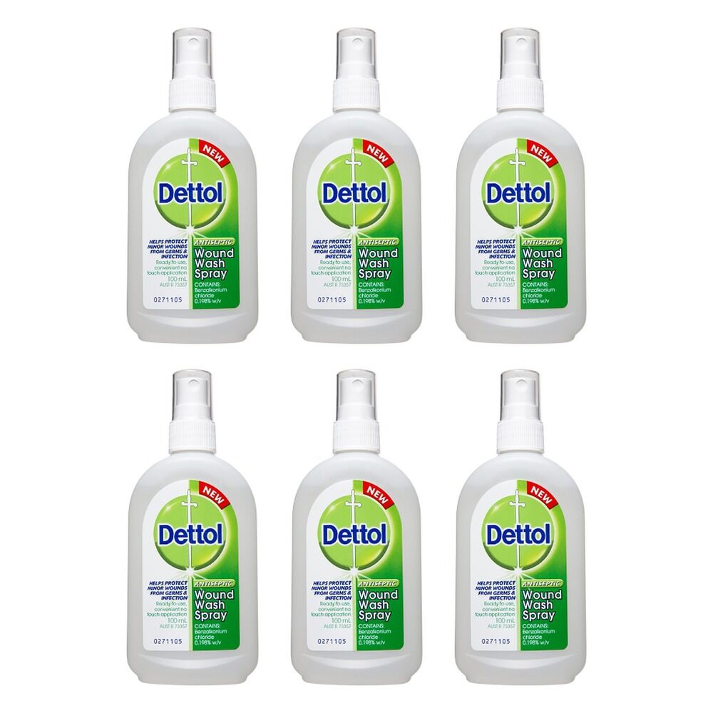 Dettol Antiseptic Wound Wash Spray 100mL Pack of 6