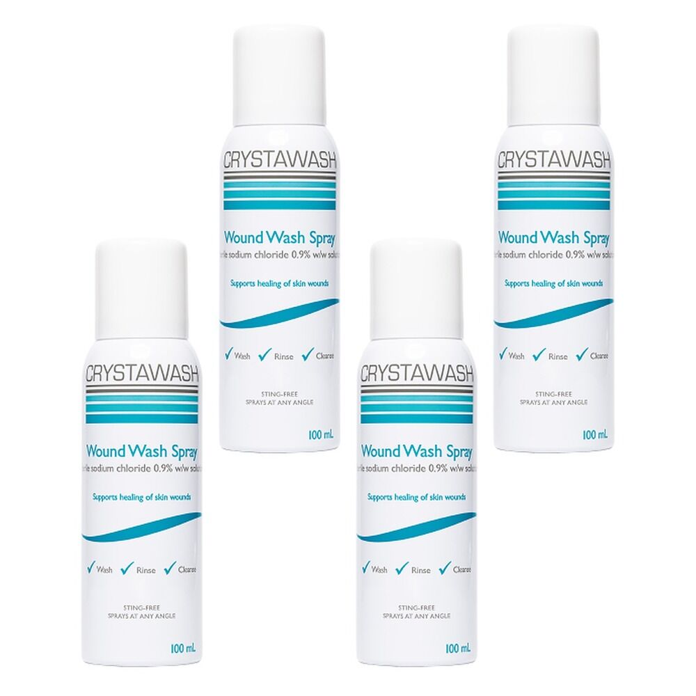 Crystawash Wound Wash Spray 100mL Pack of 4