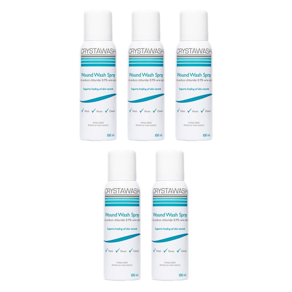 Crystawash Wound Wash Spray 100mL Pack of 5