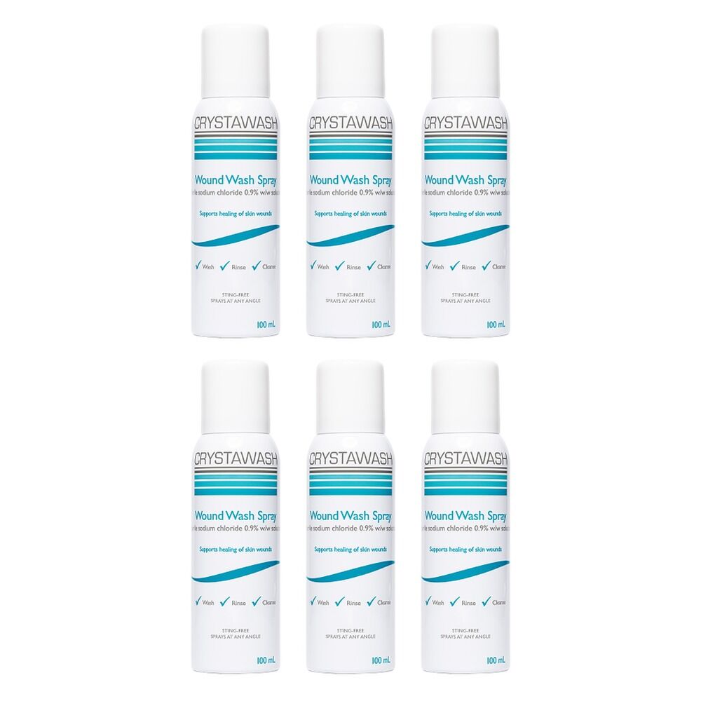 Crystawash Wound Wash Spray 100mL Pack of 6