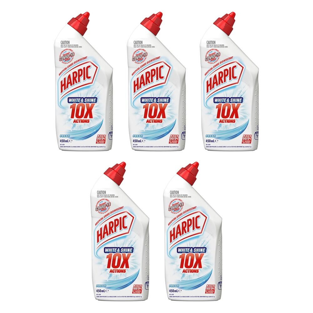 Harpic White & Shine Toilet Cleaner Fresh 450mL x 8 Bundle of 5