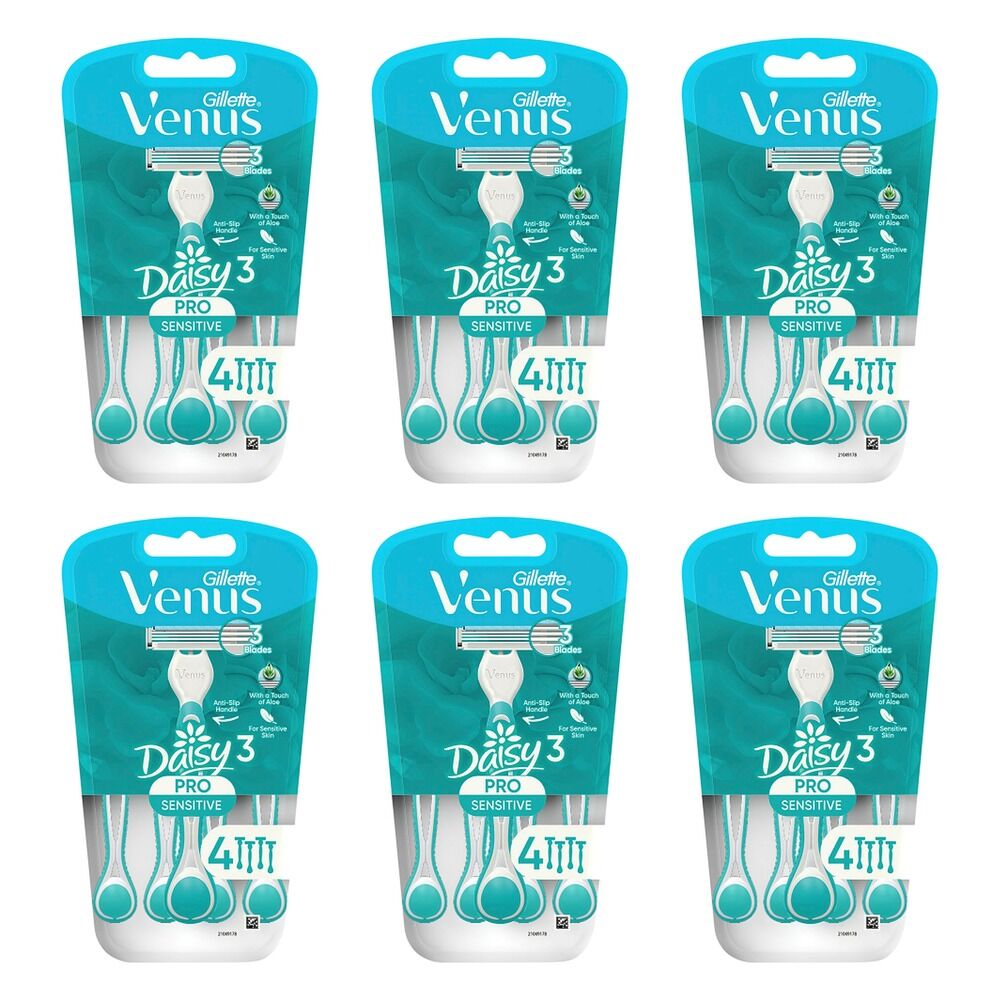 Gillette Venus Simply3 Sensitive Disposable Razors 4 Pack Bundle of 6