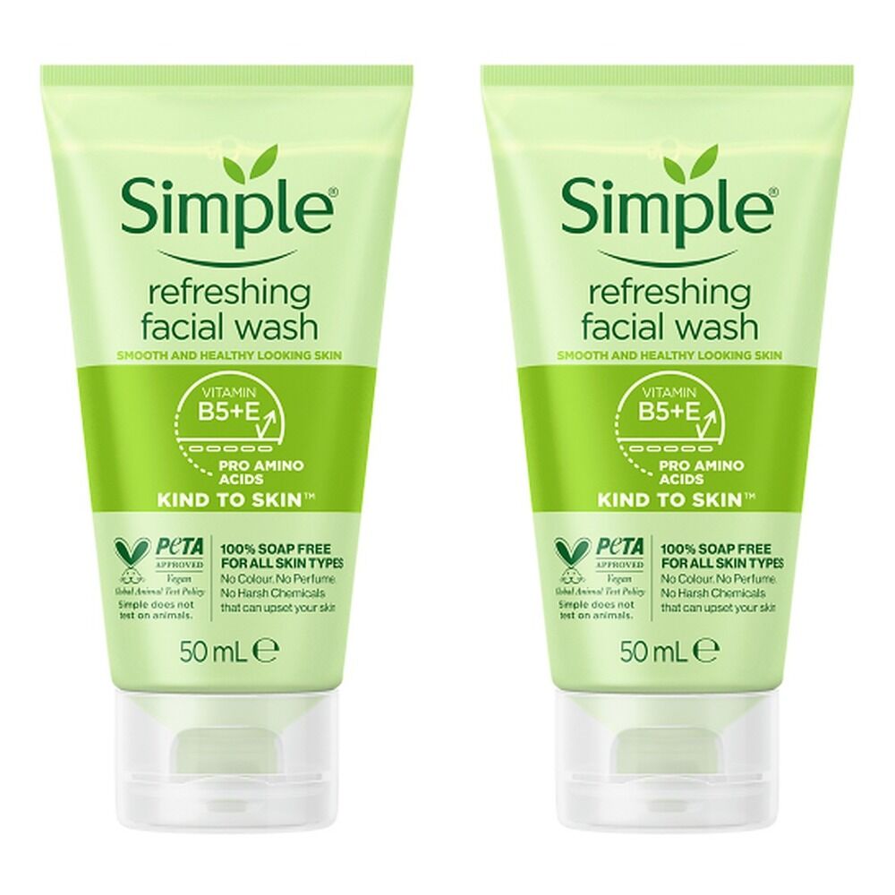 Simple Kind To Skin Refreshing Facial Wash Gel 50mL Pack of 2