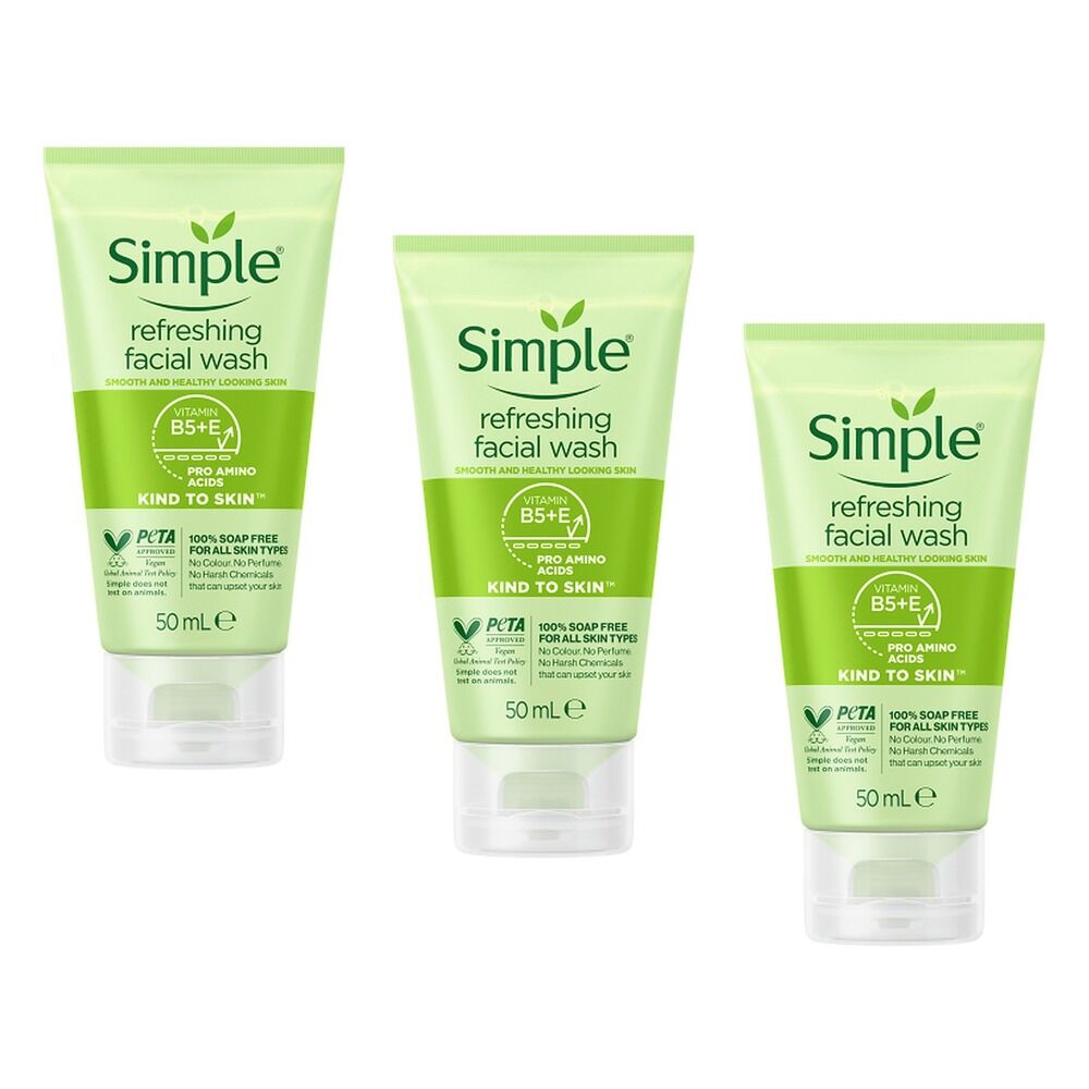 Simple Kind To Skin Refreshing Facial Wash Gel 50mL Pack of 3