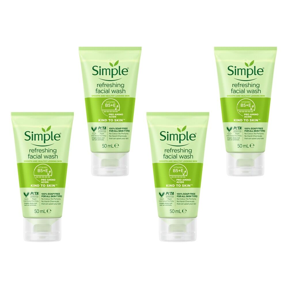 Simple Kind To Skin Refreshing Facial Wash Gel 50mL Pack of 4