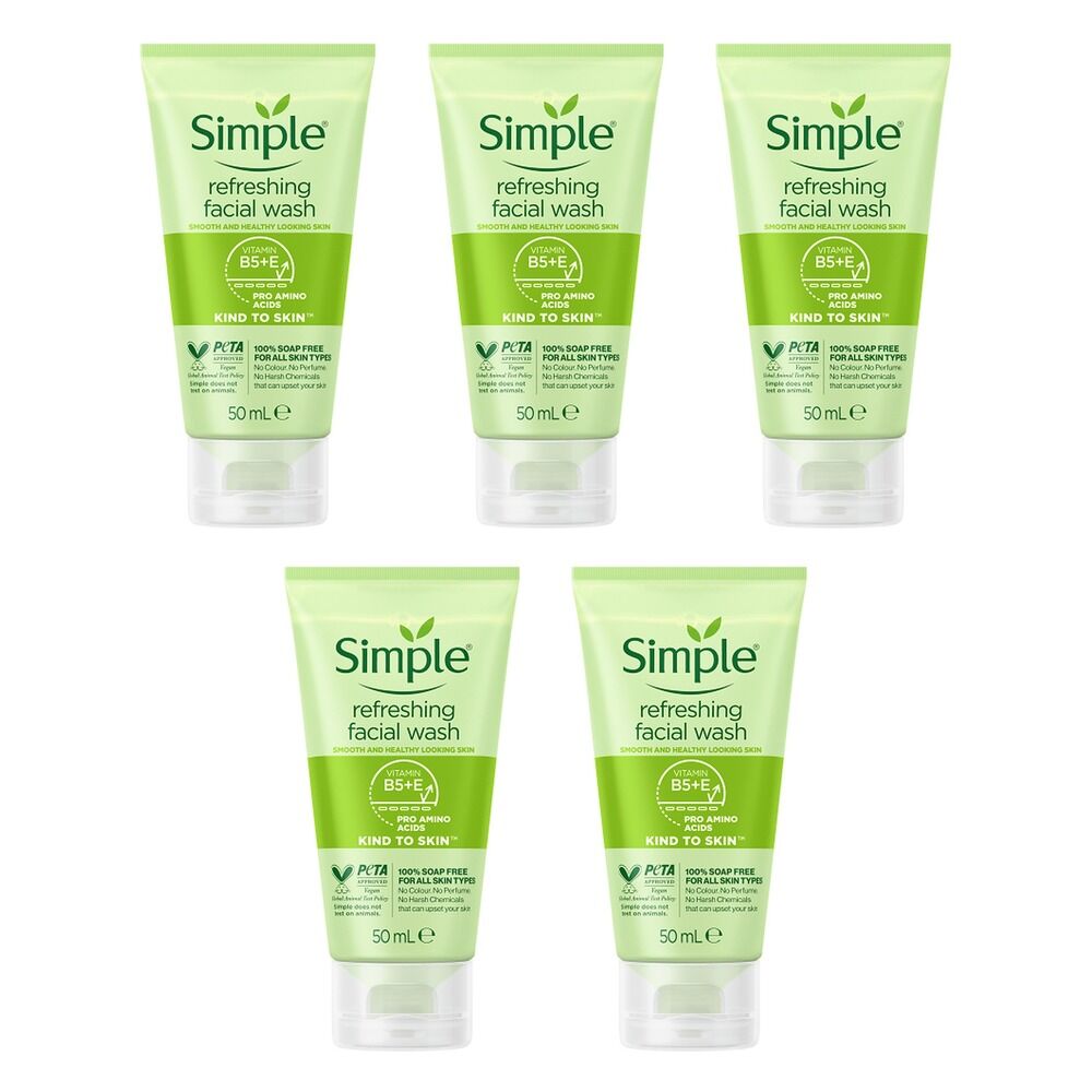 Simple Kind To Skin Refreshing Facial Wash Gel 50mL Pack of 5