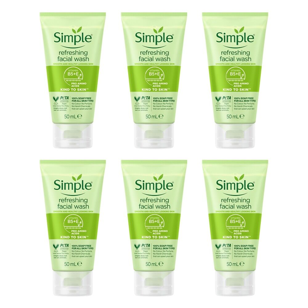 Simple Kind To Skin Refreshing Facial Wash Gel 50mL Pack of 6