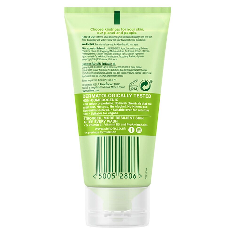 Simple Kind To Skin Refreshing Facial Wash Gel 50mL