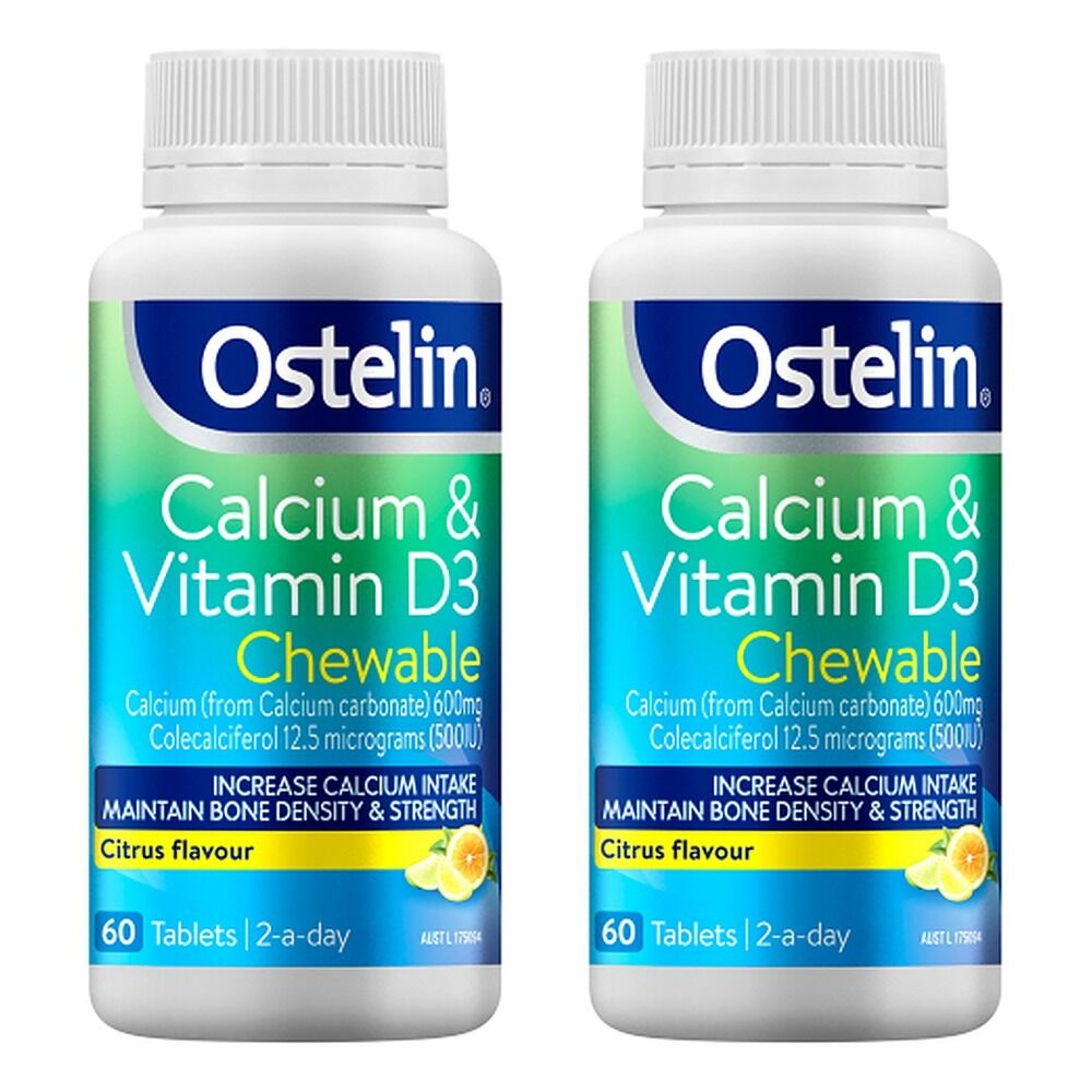 Ostelin Calcium & Vitamin D3 Chewable Citrus Flavour 60 Tablets Pack of 2