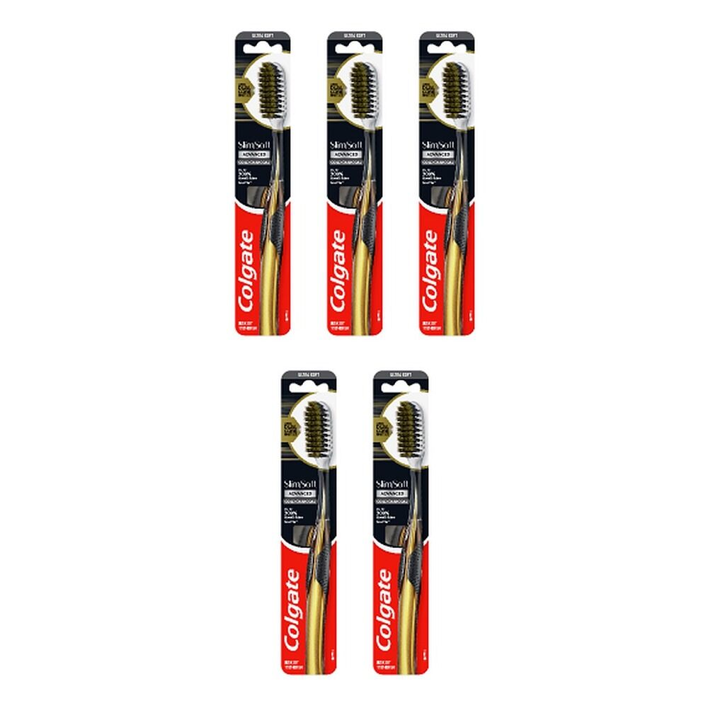 Colgate Slim Soft Advanced Charcoal Bristles Ultra Soft Toothbrush Pack of 5